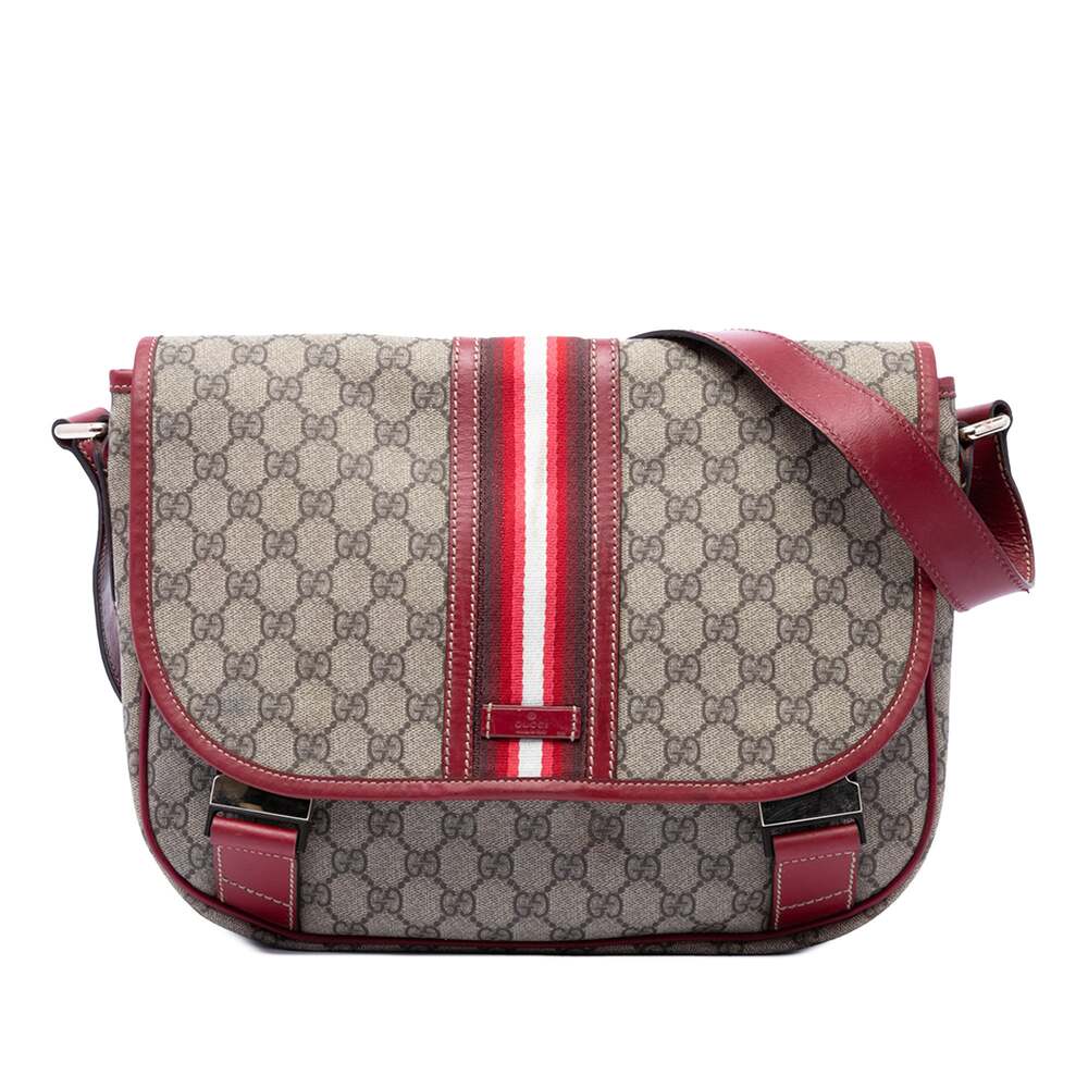 Gucci Web Flap Messenger Bag Gg Coated #311619G92B